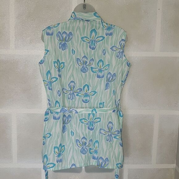 Vintage Kmart Floral Button Down Sleeveless Top - Picture 4 of 6